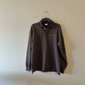Hidden New York NY Rugby Sweatshirt Collared Long Sleeve Brown M Button